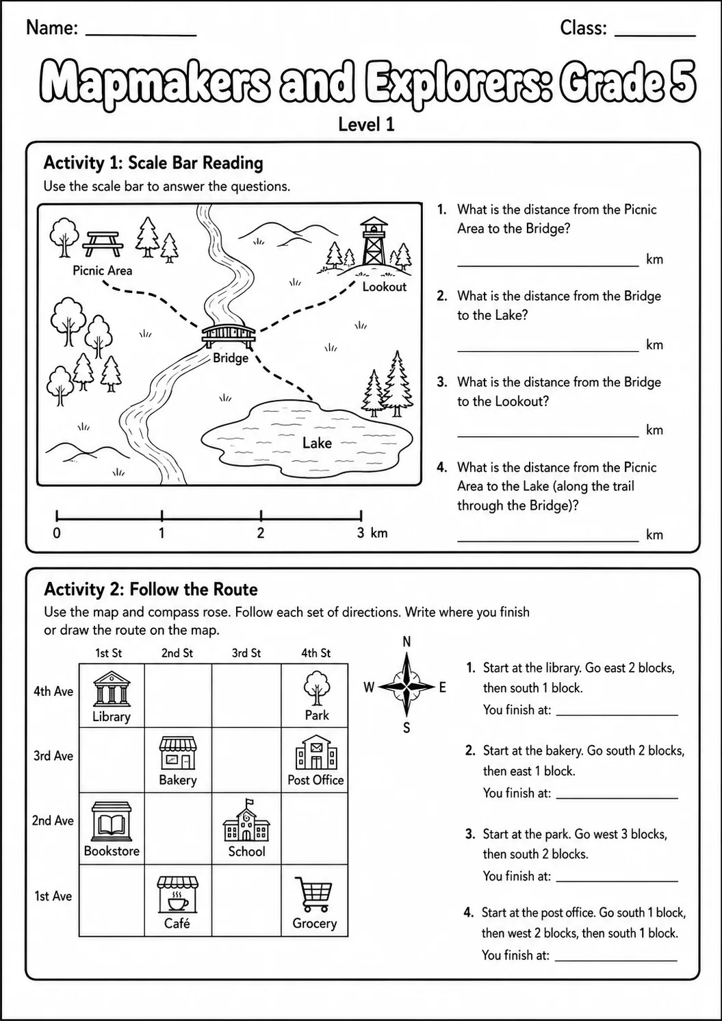 Mapmakers and Explorers Map Skills Worksheet Pack page 3 preview