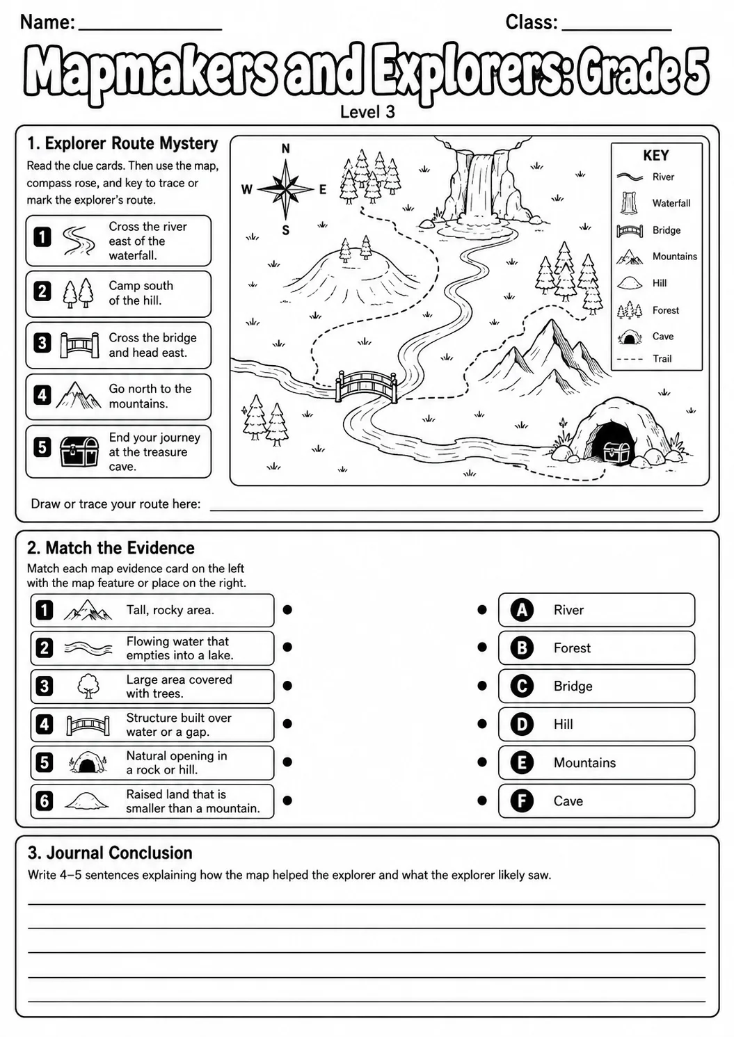 Mapmakers and Explorers Map Skills Worksheet Pack page 9 preview