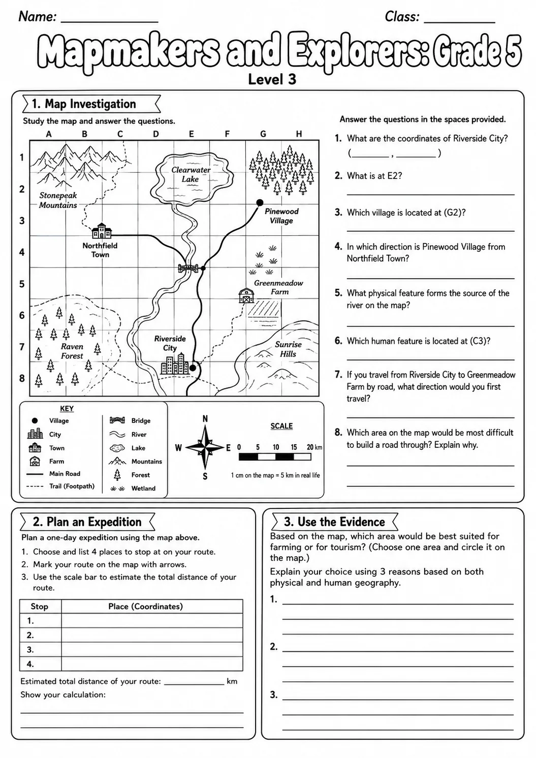 Mapmakers and Explorers Map Skills Worksheet Pack page 10 preview