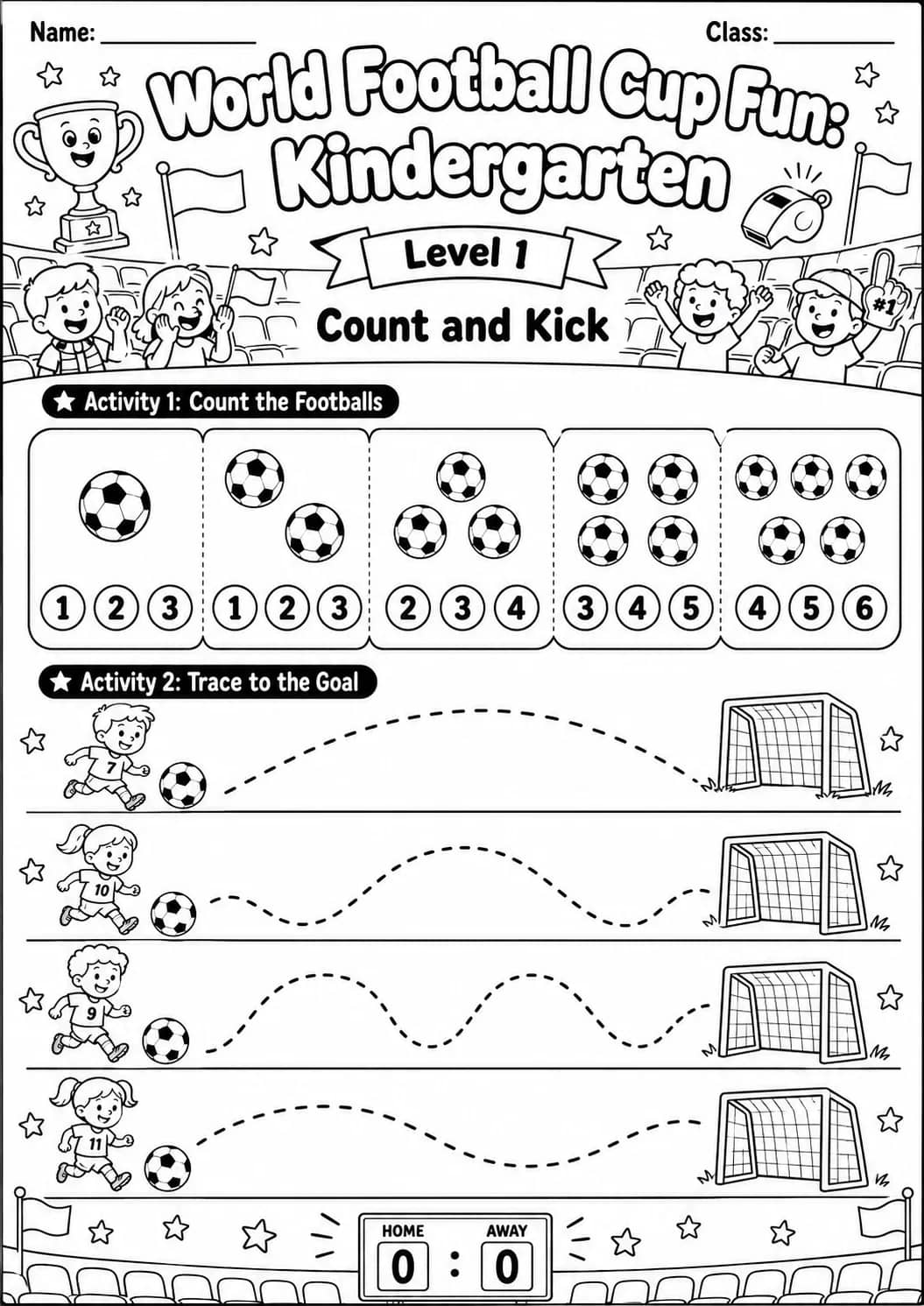 World Football Cup Counting Worksheet Pack printable Math worksheet preview from KiwiBee