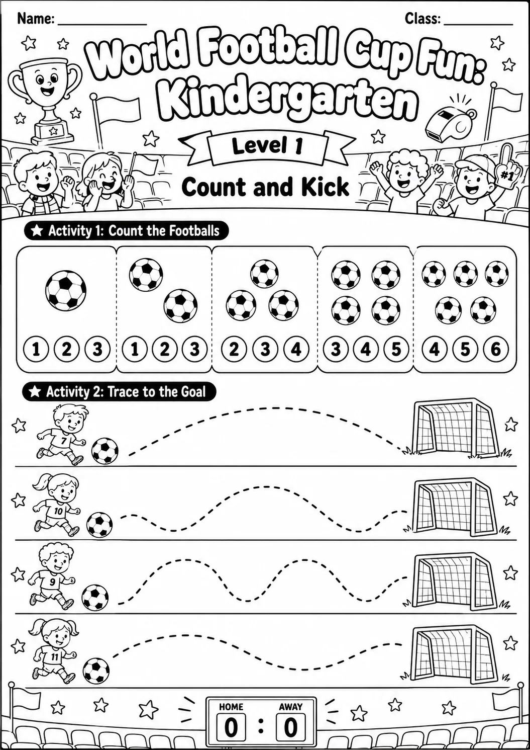 World Football Cup Counting Worksheet Pack printable Math worksheet preview from KiwiBee