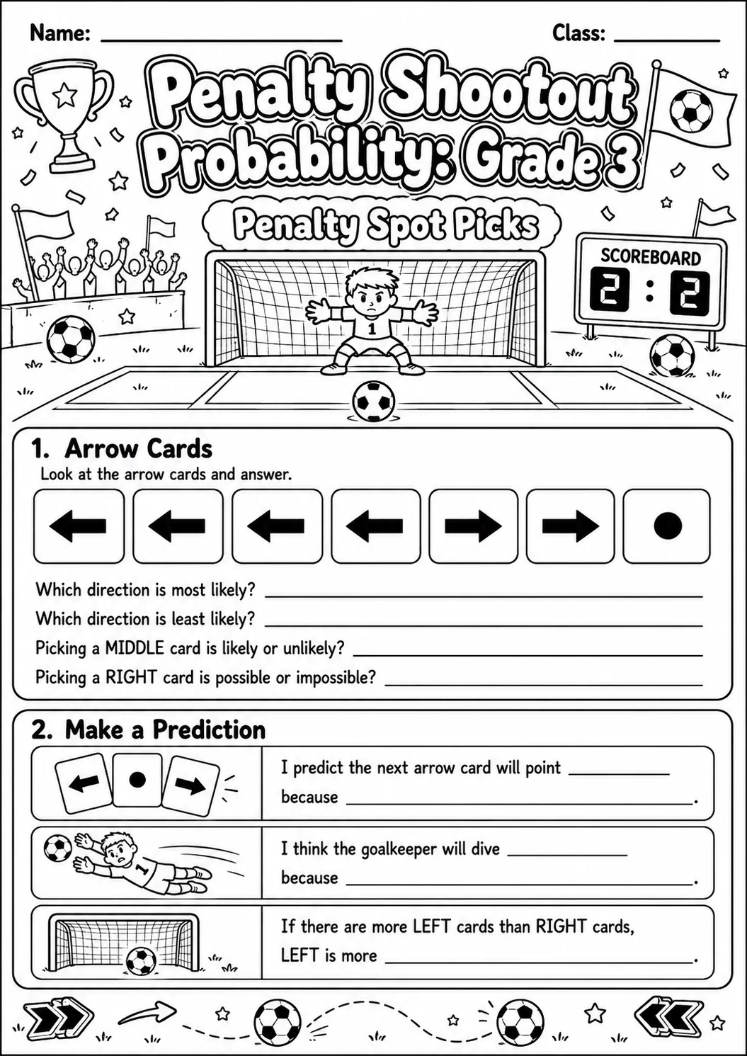 Penalty Shootout Probability Worksheet Pack page 3 preview