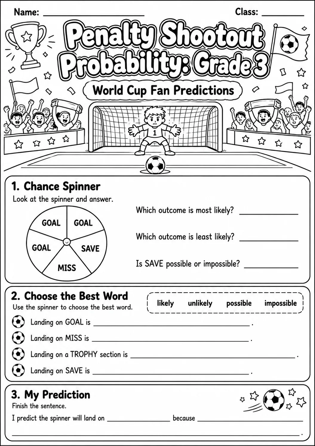 Penalty Shootout Probability Worksheet Pack page 4 preview