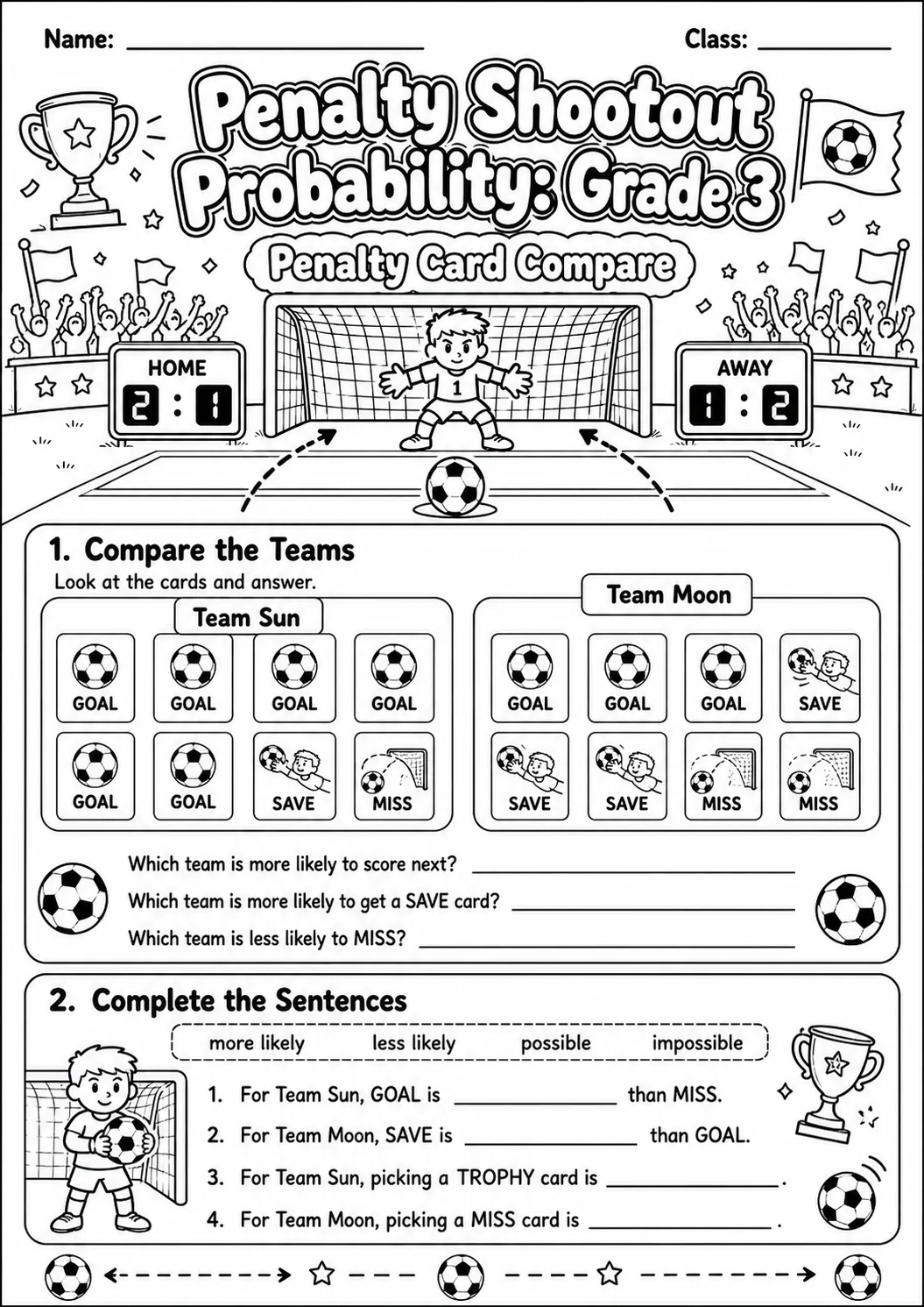 Penalty Shootout Probability Worksheet Pack page 5 preview