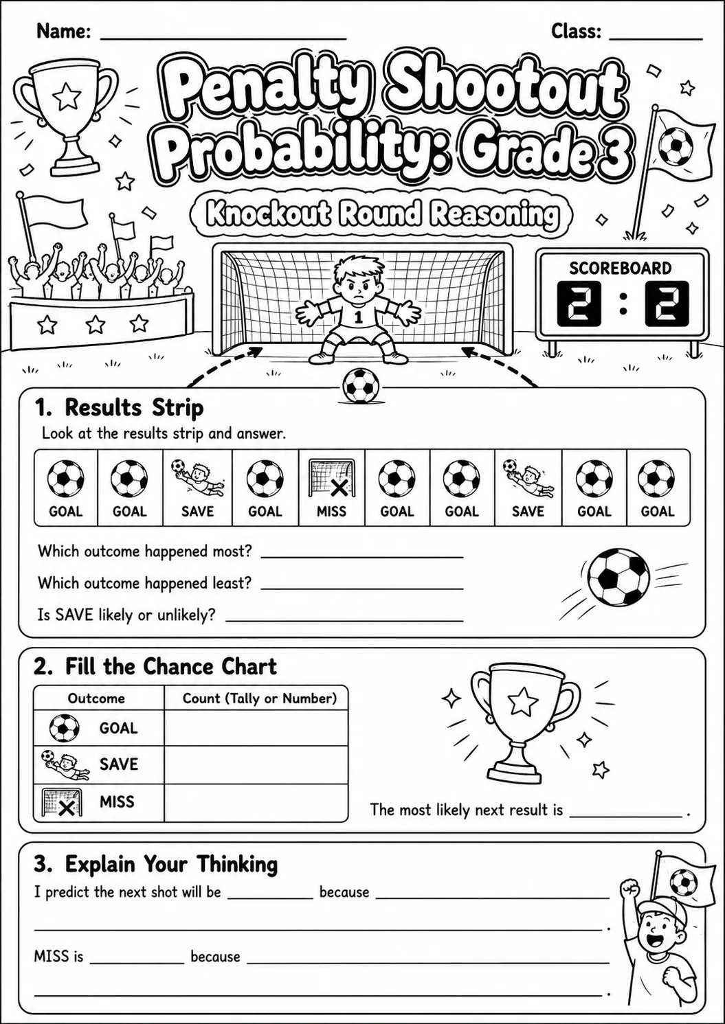 Penalty Shootout Probability Worksheet Pack page 7 preview