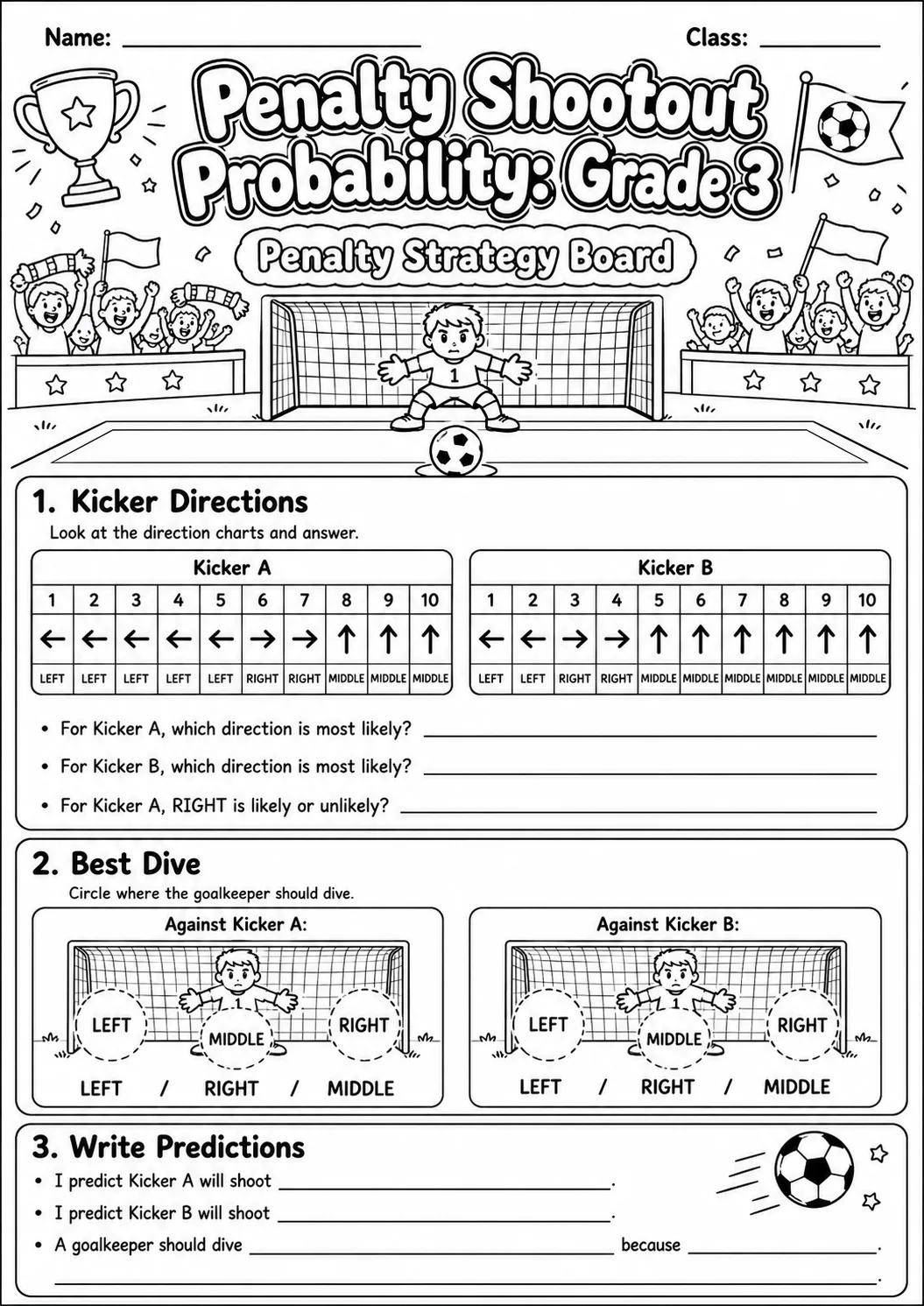 Penalty Shootout Probability Worksheet Pack page 8 preview