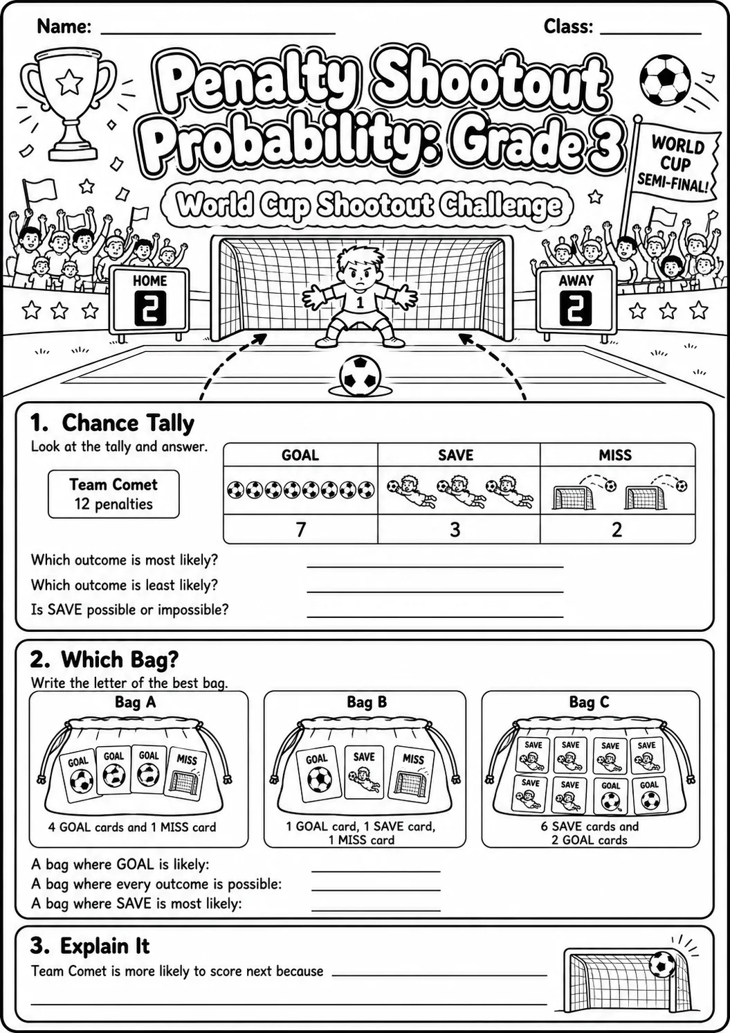 Penalty Shootout Probability Worksheet Pack page 9 preview