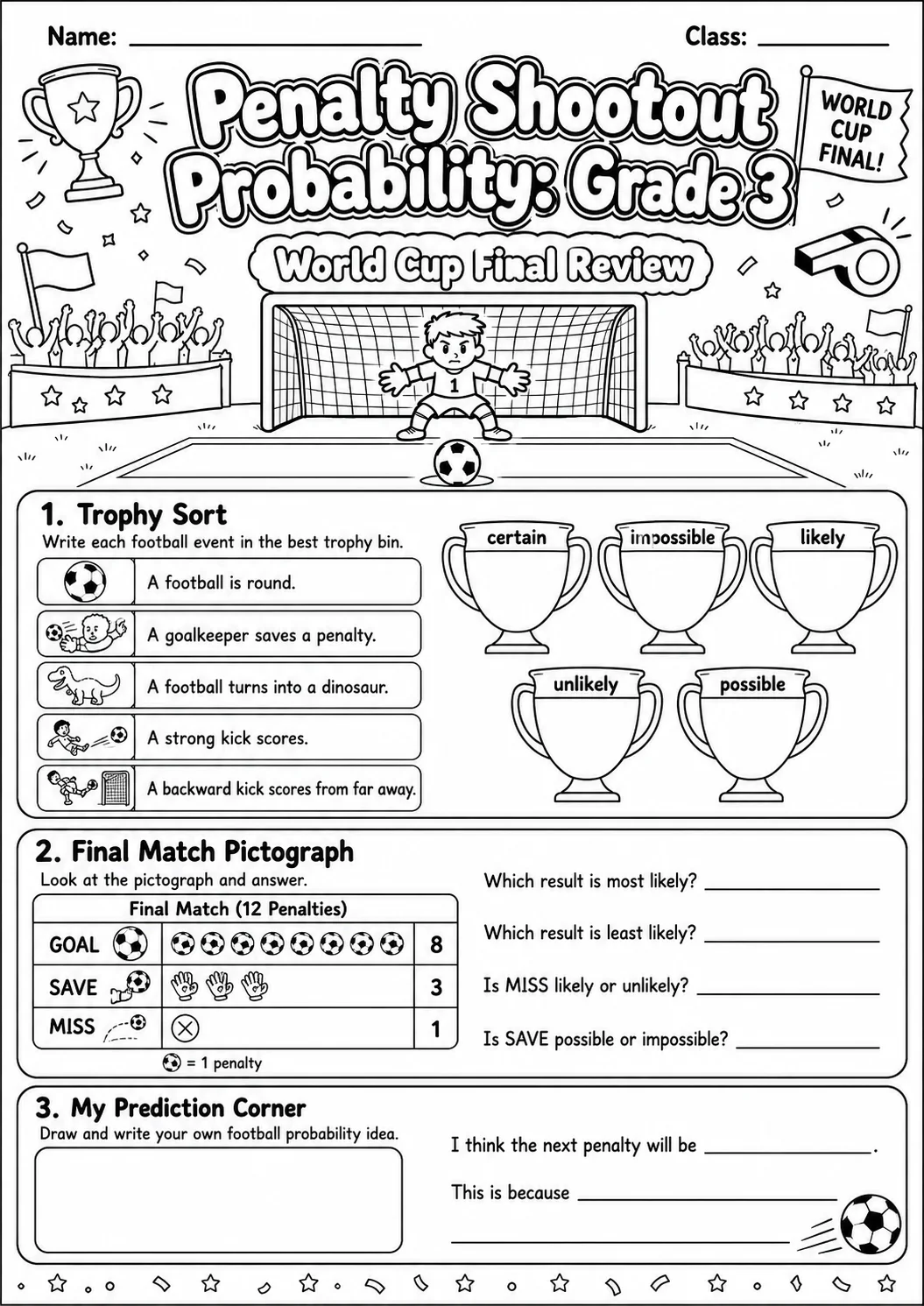 Penalty Shootout Probability Worksheet Pack page 10 preview