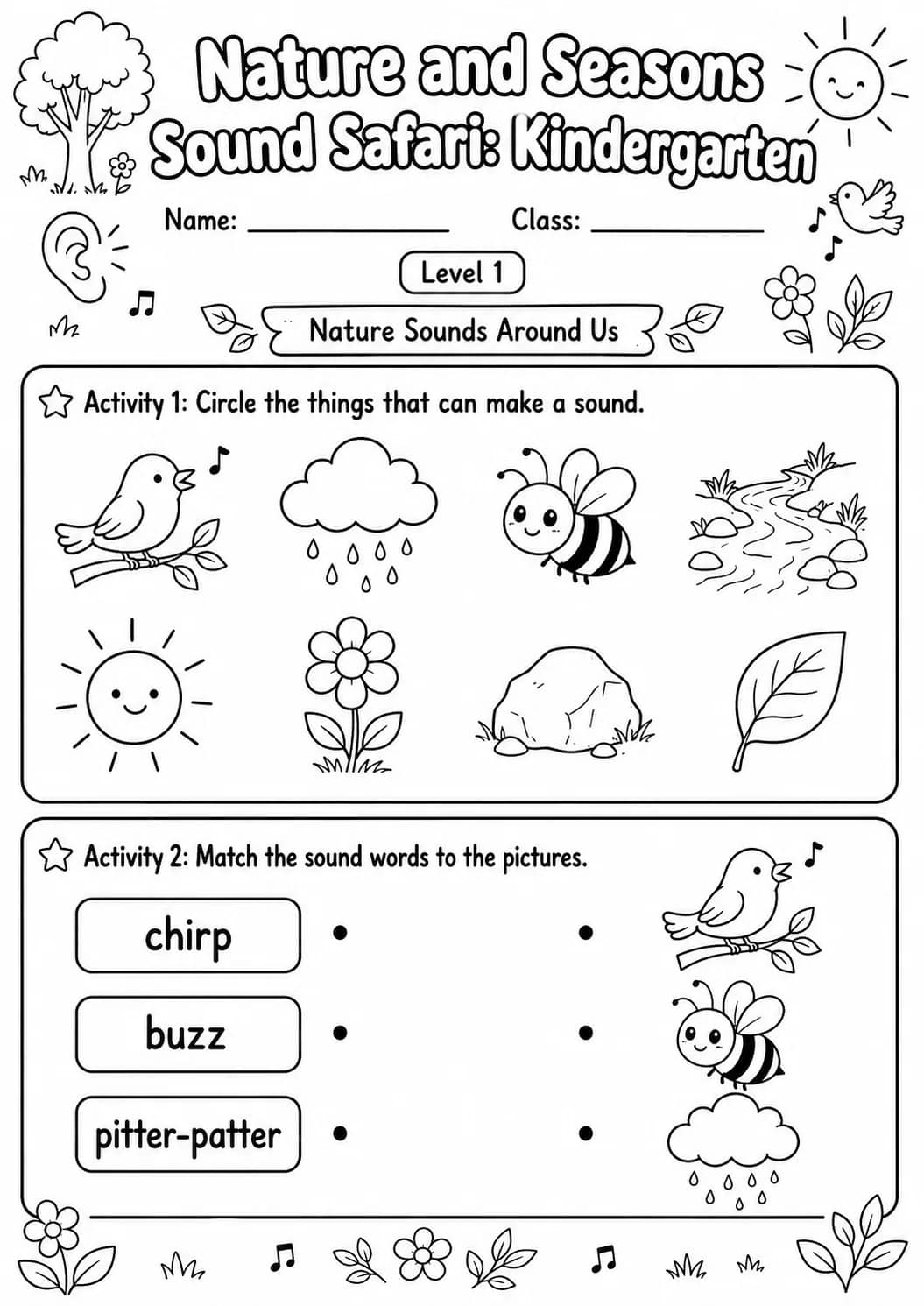 Sound Safari Worksheet Pack printable Science worksheet preview from KiwiBee