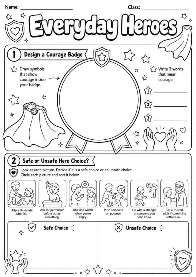 Everyday Heroes Courage Worksheet Pack