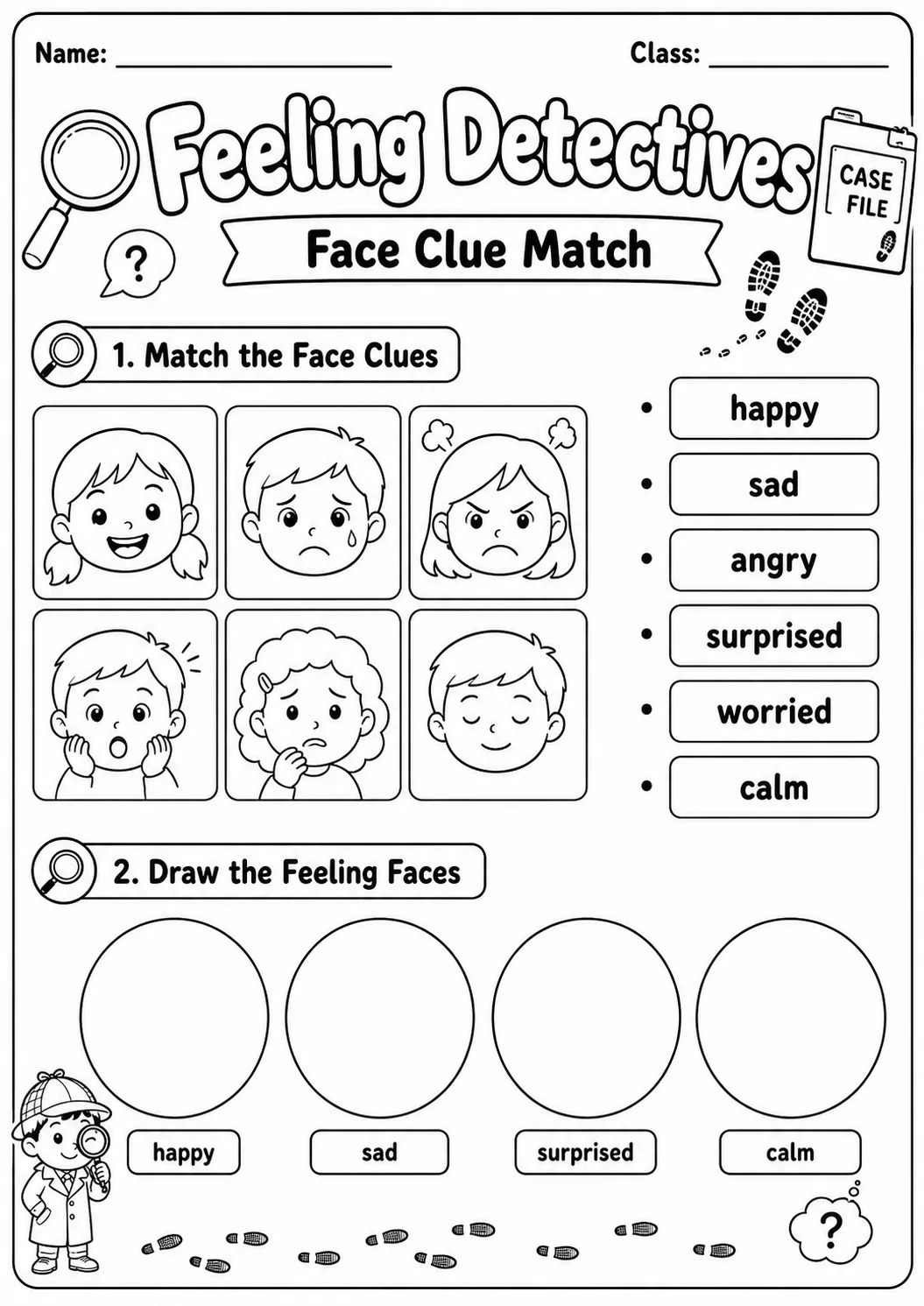 Feeling Detectives Worksheet Pack printable Social-Emotional Learning worksheet preview from KiwiBee