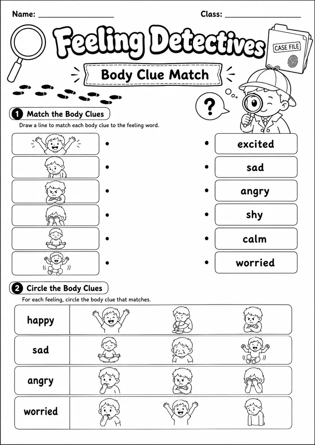 Feeling Detectives Worksheet Pack page 2 preview