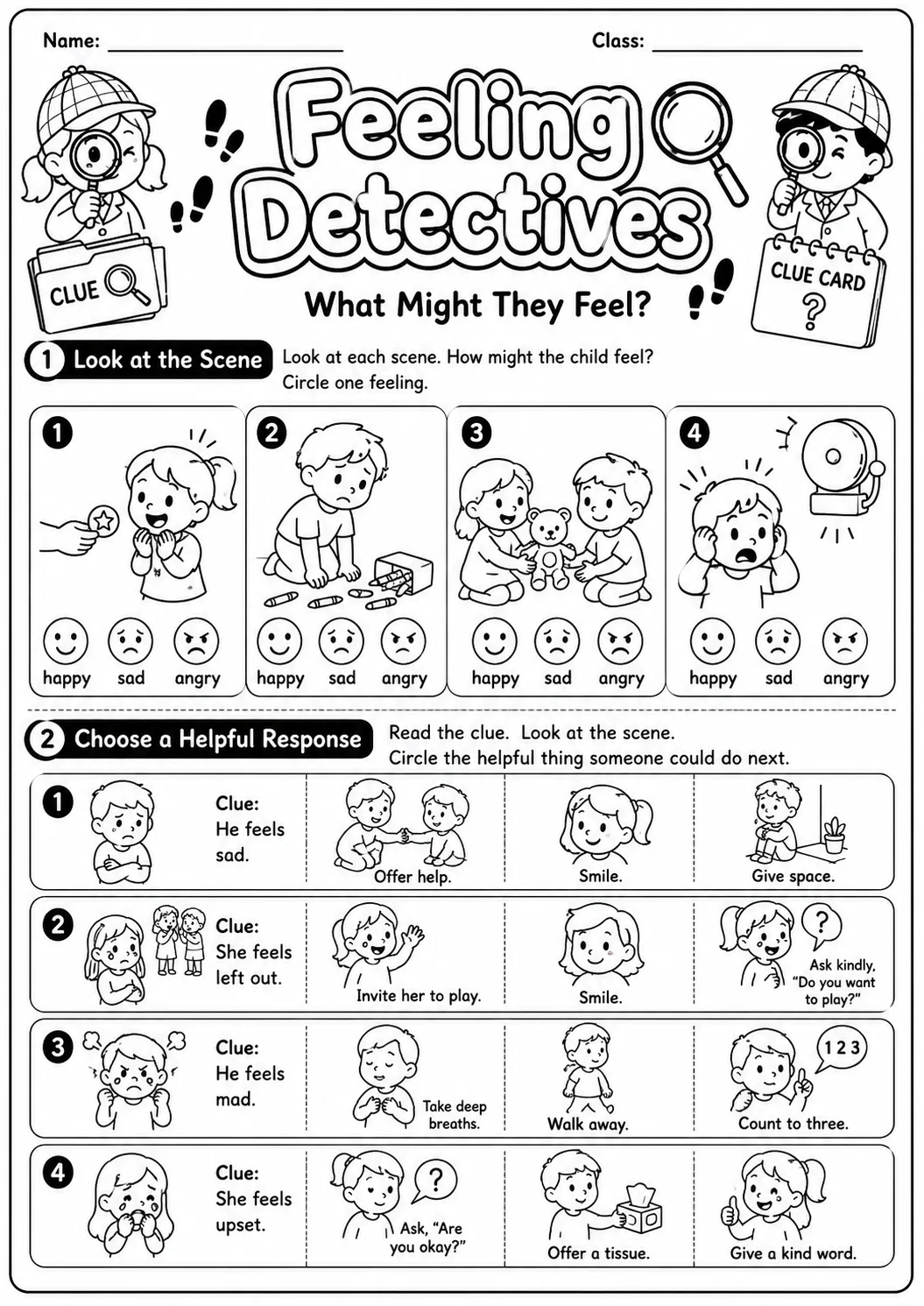 Feeling Detectives Worksheet Pack page 3 preview