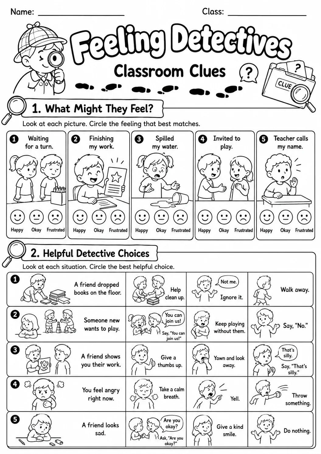 Feeling Detectives Worksheet Pack page 5 preview