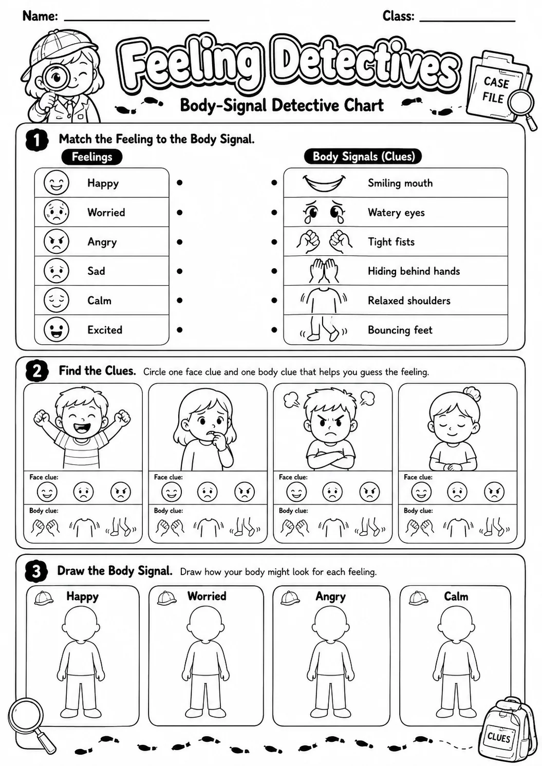 Feeling Detectives Worksheet Pack page 6 preview