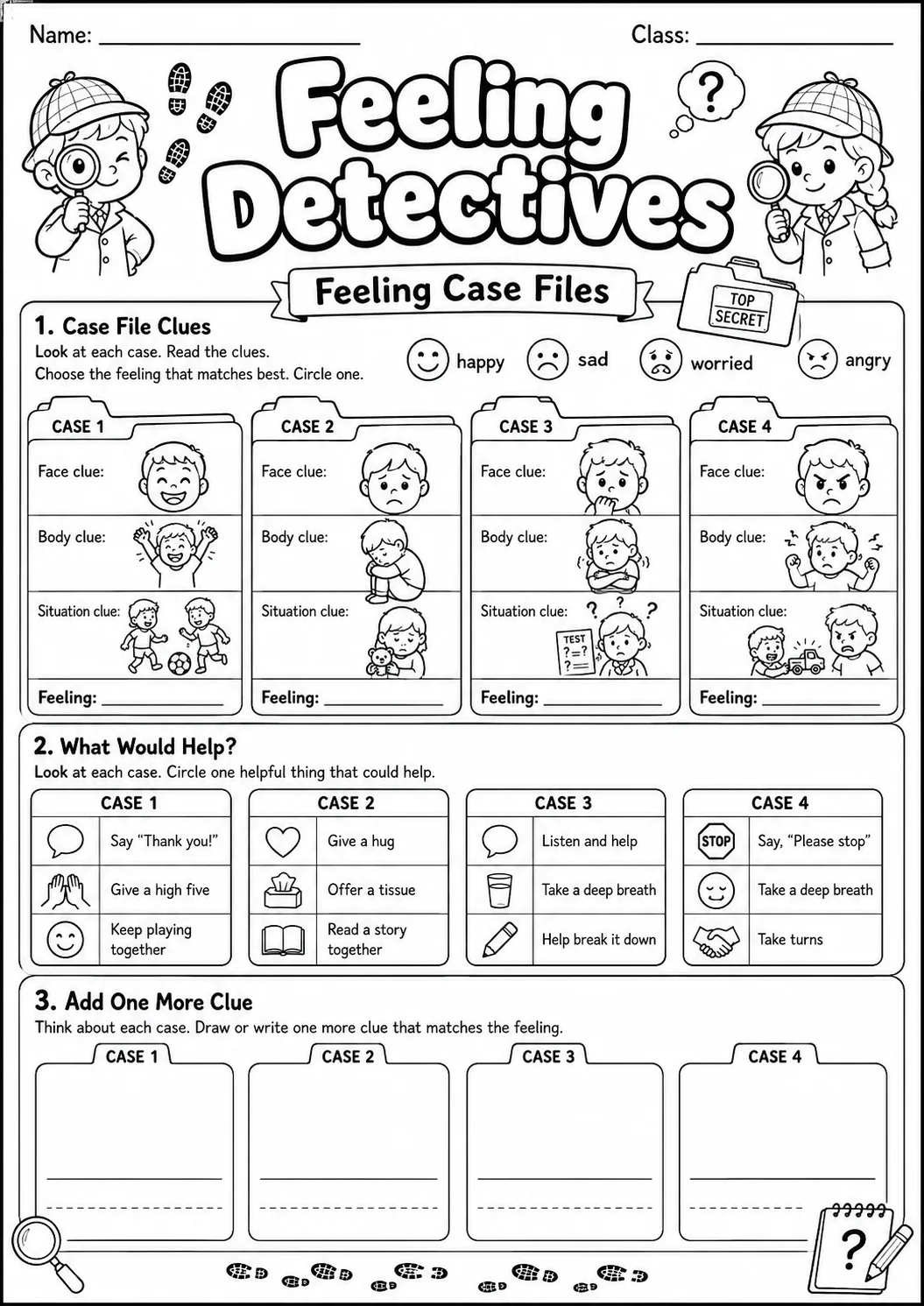 Feeling Detectives Worksheet Pack page 7 preview