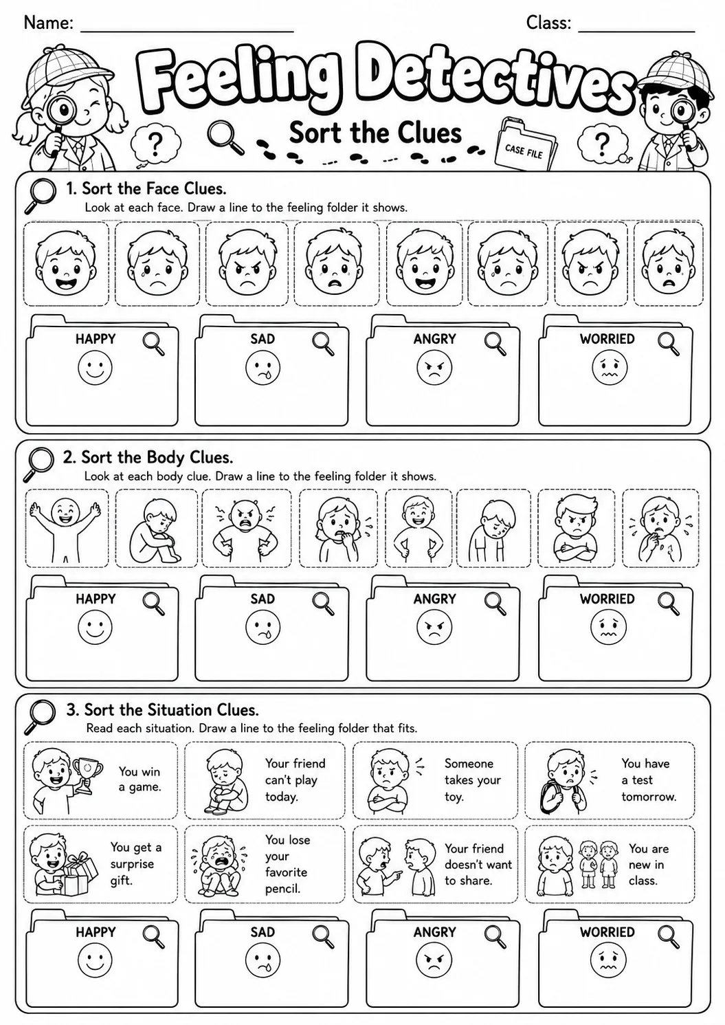 Feeling Detectives Worksheet Pack page 8 preview