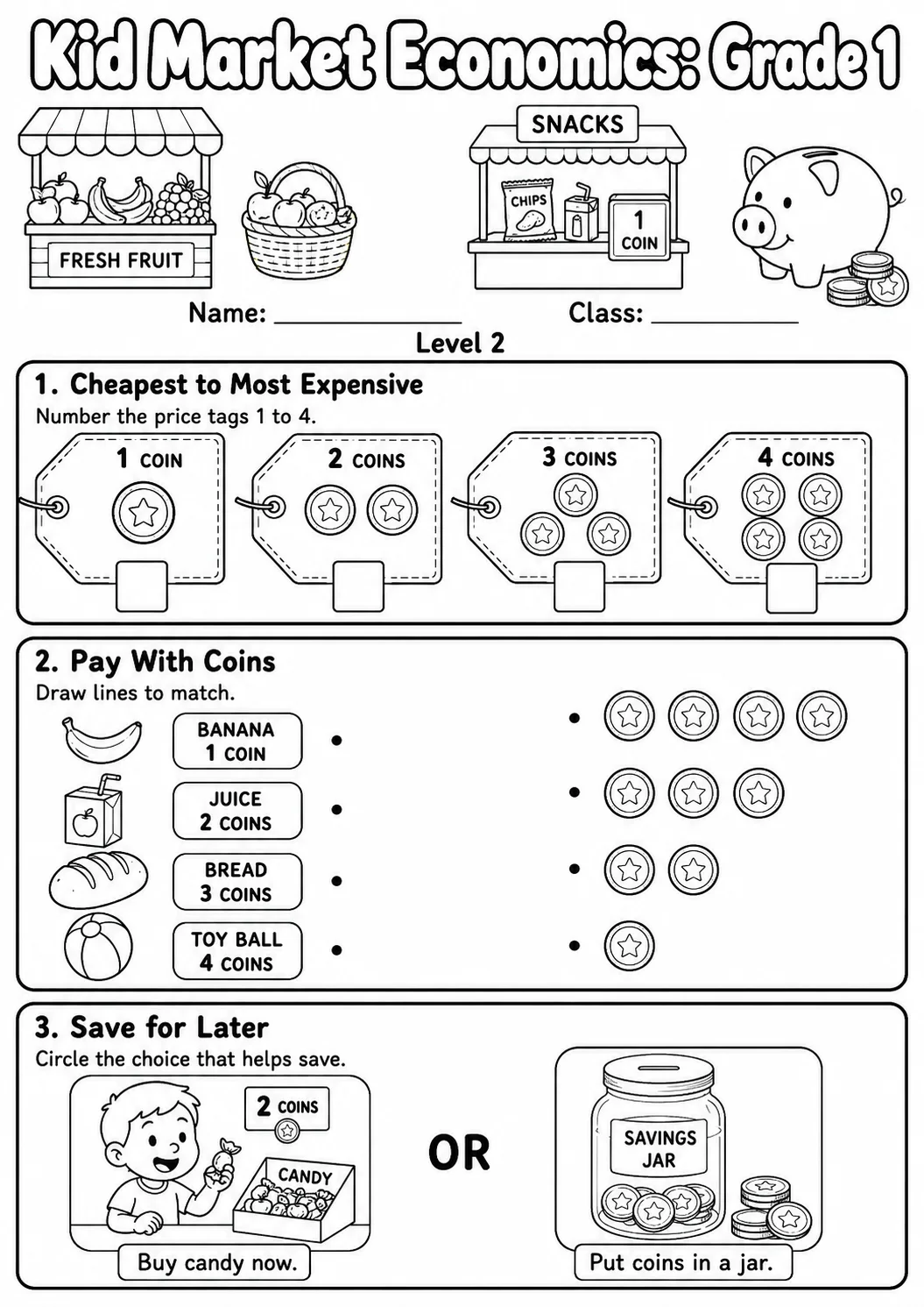 Market Economics: Needs and Wants Worksheet Pack page 6 preview