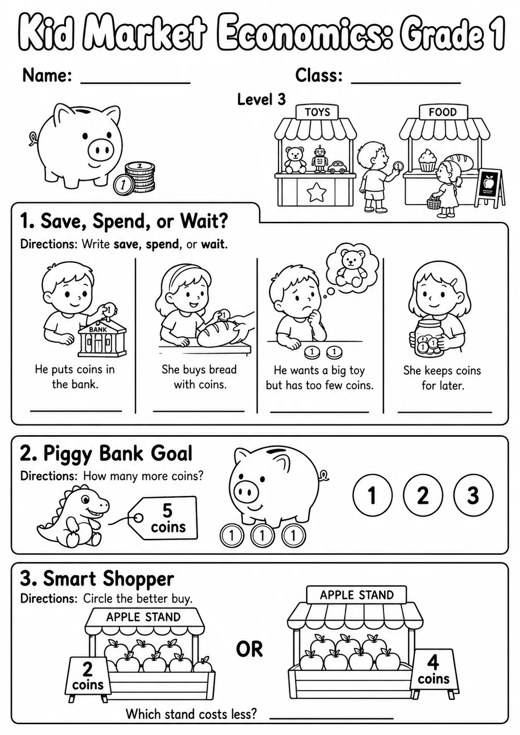 Market Economics: Needs and Wants Worksheet Pack page 8 preview
