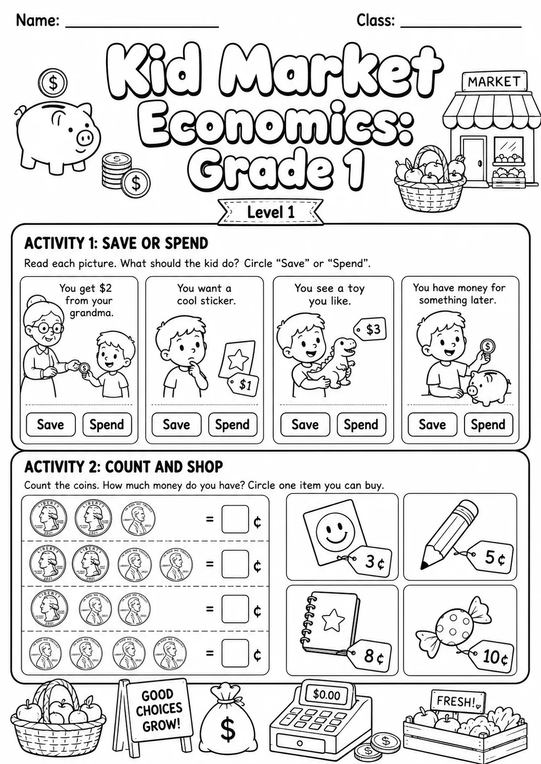 Market Economics: Needs and Wants Worksheet Pack page 3 preview