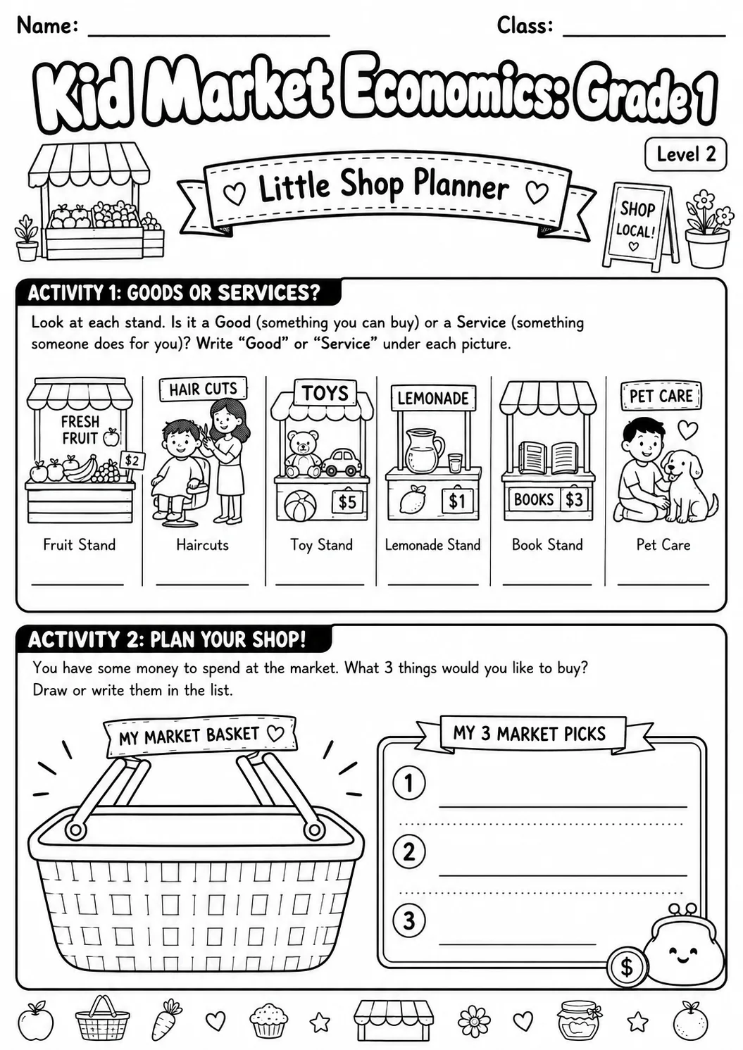 Market Economics: Needs and Wants Worksheet Pack page 5 preview