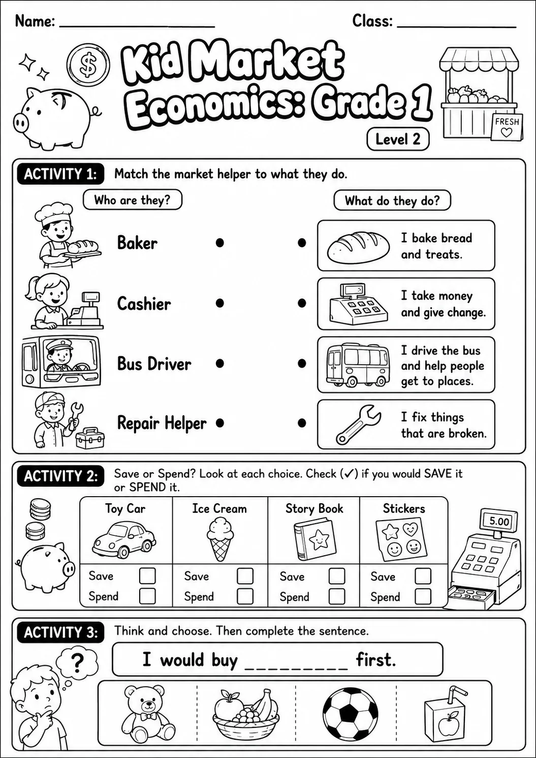 Market Economics: Needs and Wants Worksheet Pack page 6 preview