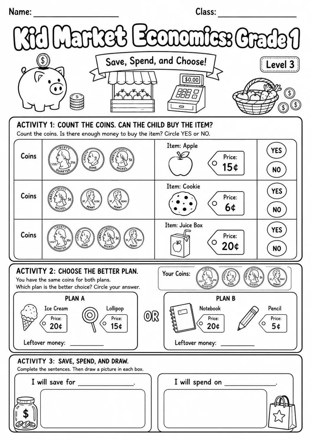 Market Economics: Needs and Wants Worksheet Pack page 8 preview