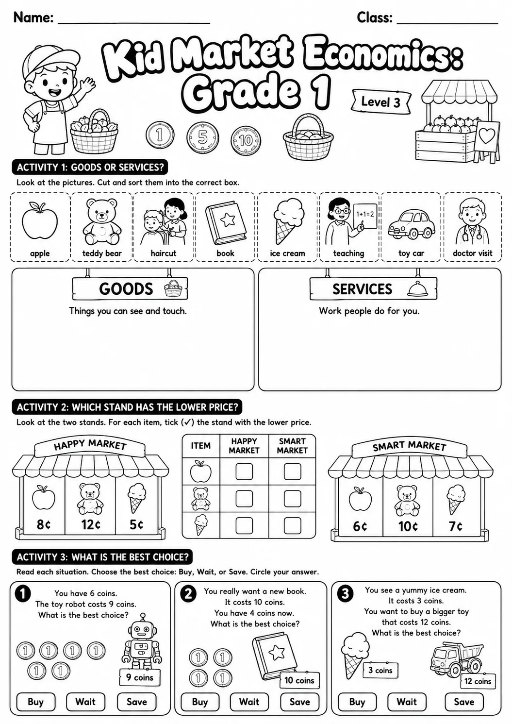 Market Economics: Needs and Wants Worksheet Pack page 9 preview