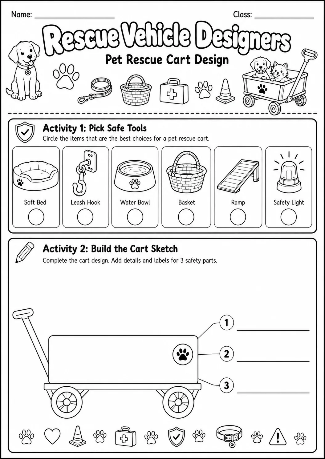 Rescue Vehicle Design Worksheet Pack page 3 preview