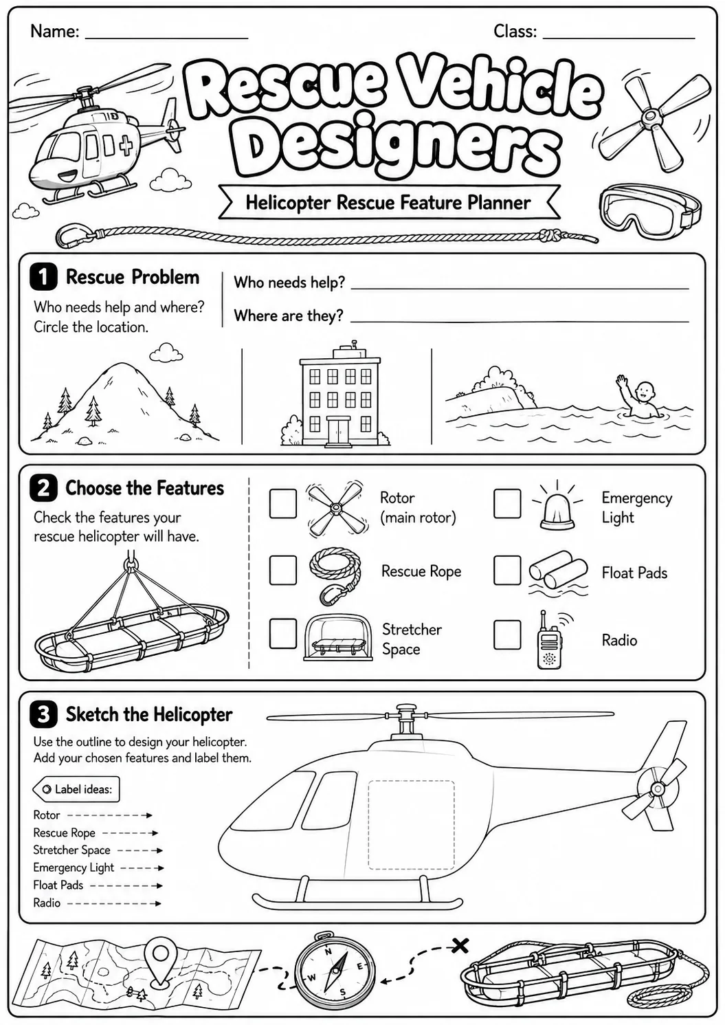 Rescue Vehicle Design Worksheet Pack page 4 preview