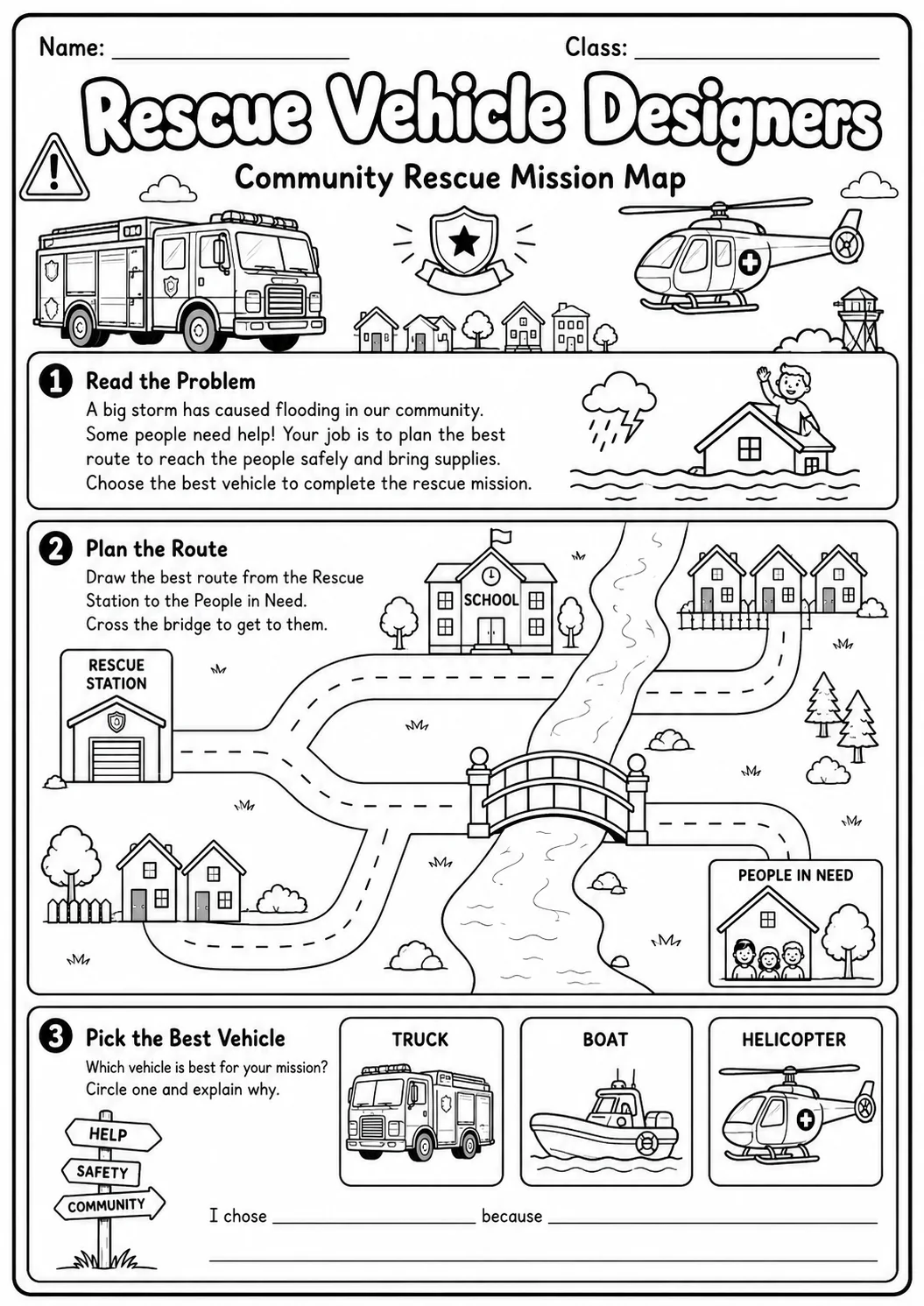 Rescue Vehicle Design Worksheet Pack page 6 preview