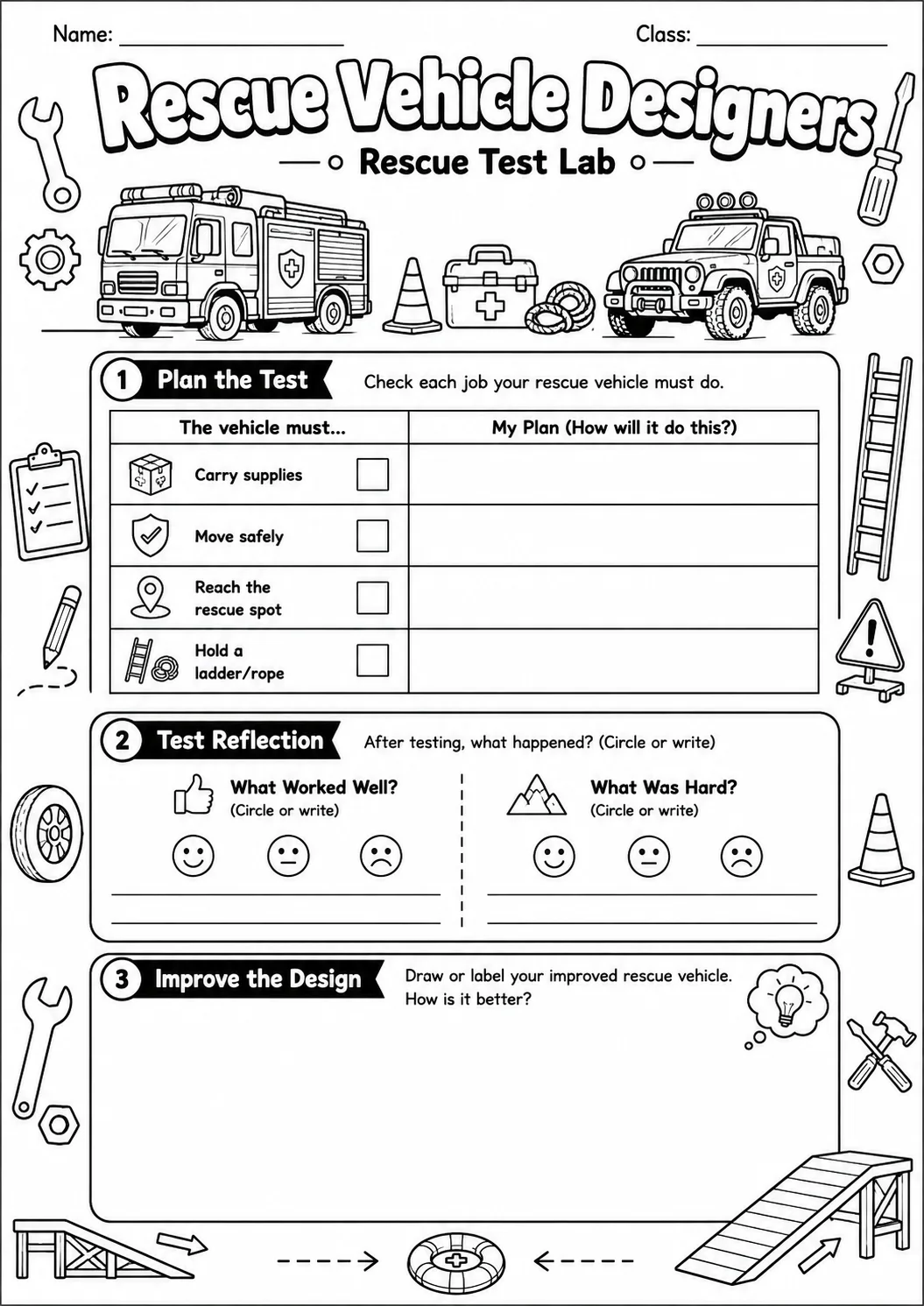 Rescue Vehicle Design Worksheet Pack page 7 preview