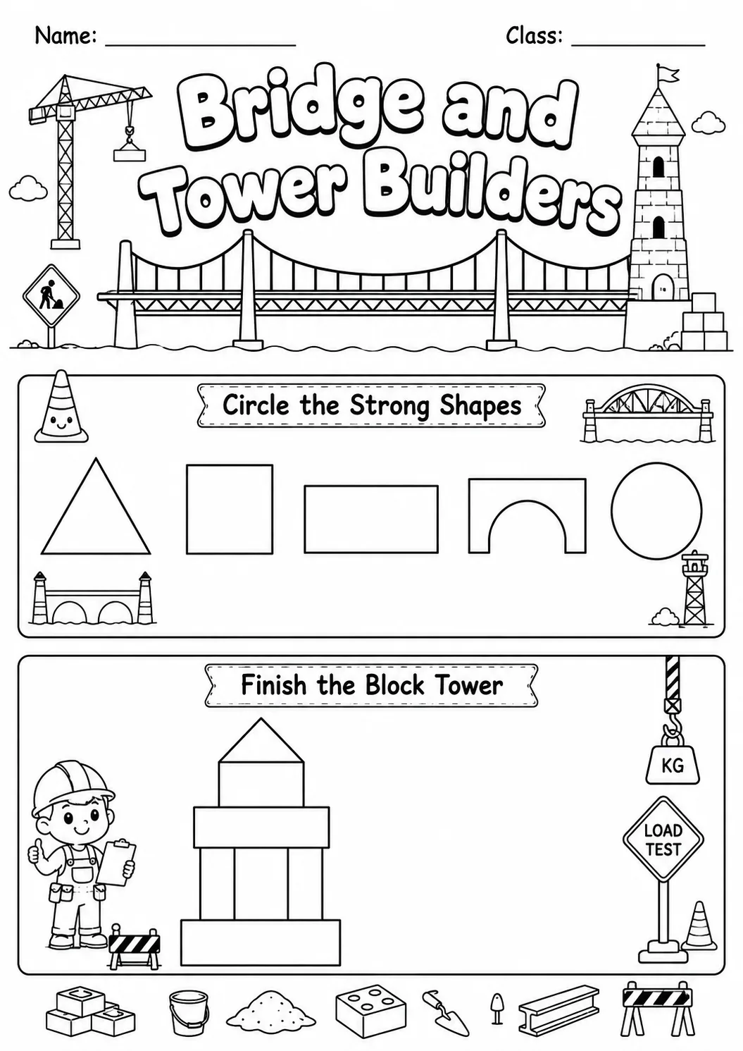 Tower Builder Engineering Worksheet Pack printable Technology worksheet preview from KiwiBee