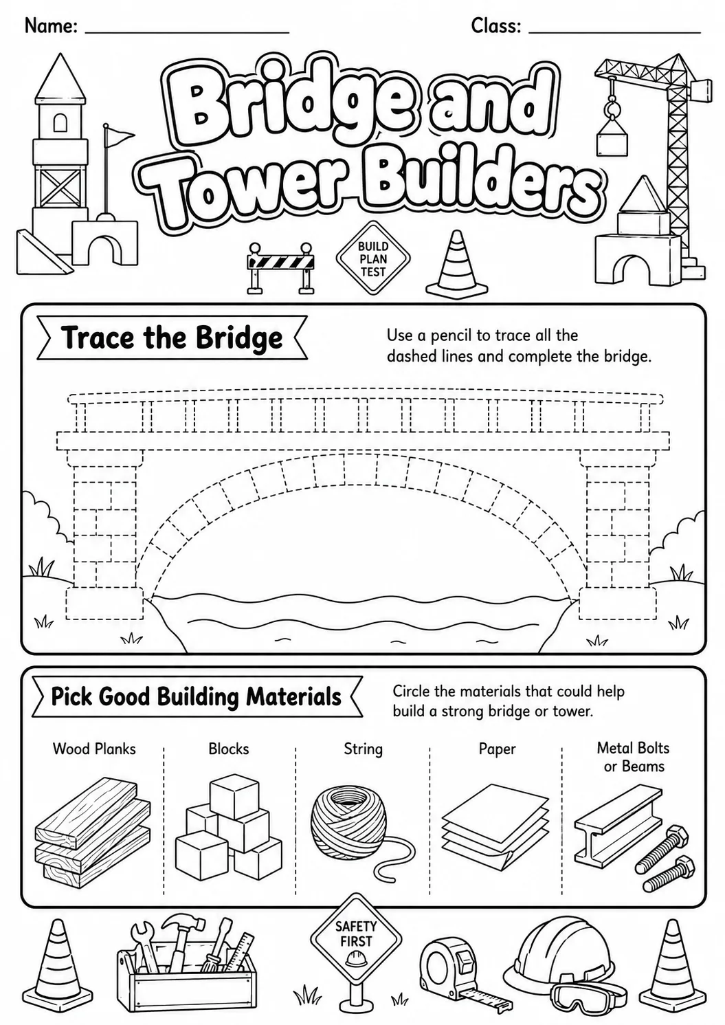 Tower Builder Engineering Worksheet Pack page 2 preview