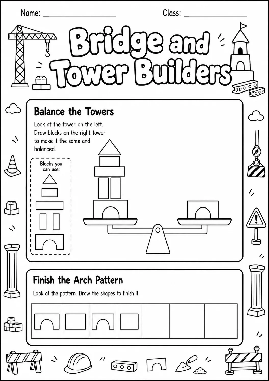 Tower Builder Engineering Worksheet Pack page 3 preview