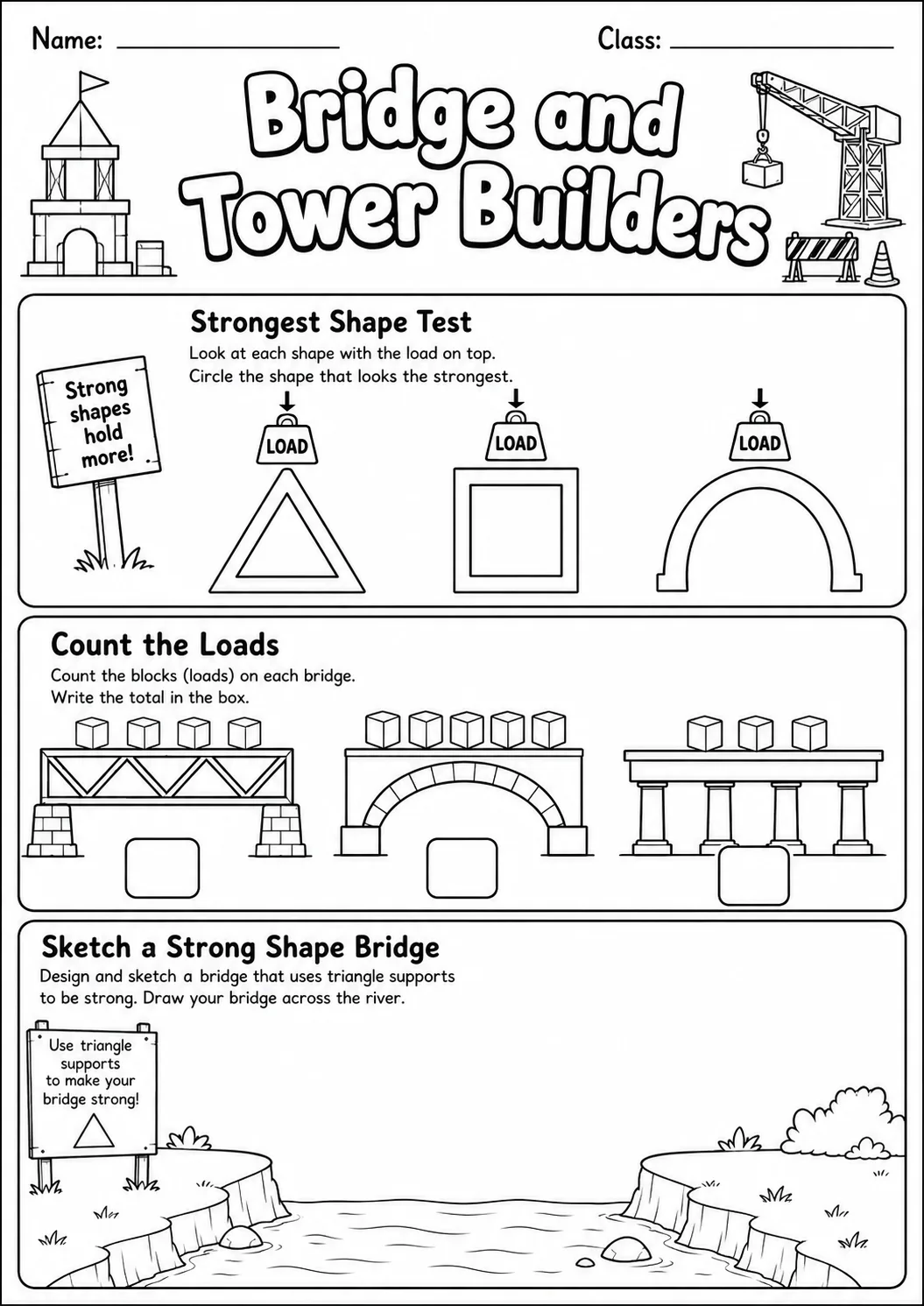 Tower Builder Engineering Worksheet Pack page 4 preview
