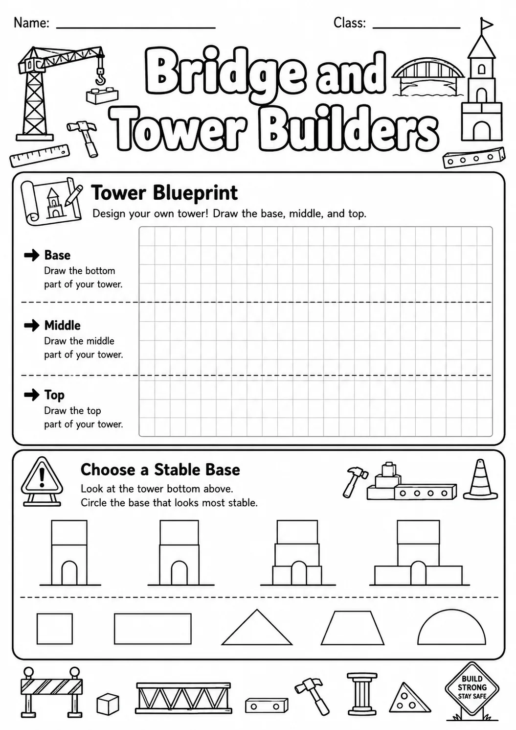 Tower Builder Engineering Worksheet Pack page 6 preview