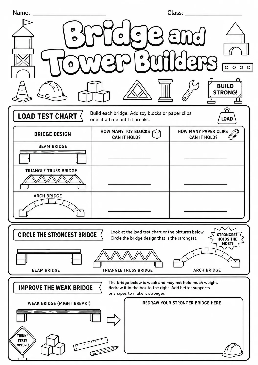 Tower Builder Engineering Worksheet Pack page 7 preview