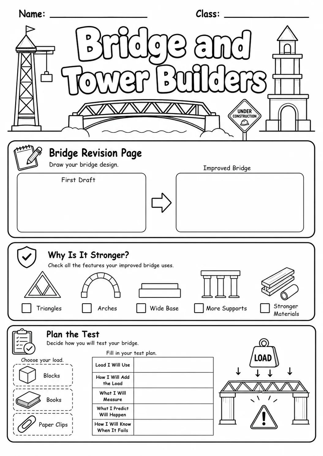 Tower Builder Engineering Worksheet Pack page 9 preview