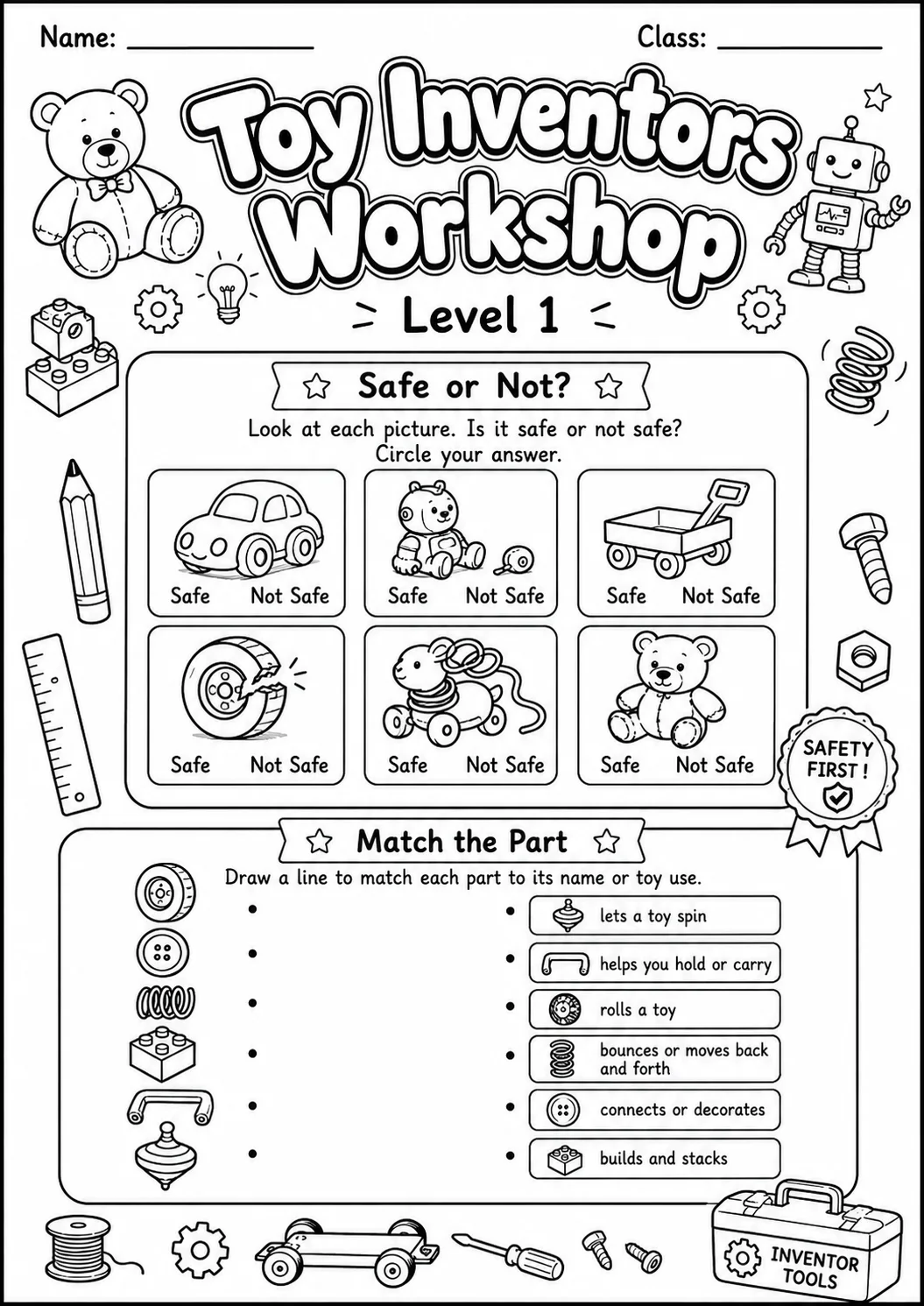 Toy Workshop Design Worksheet Pack page 2 preview