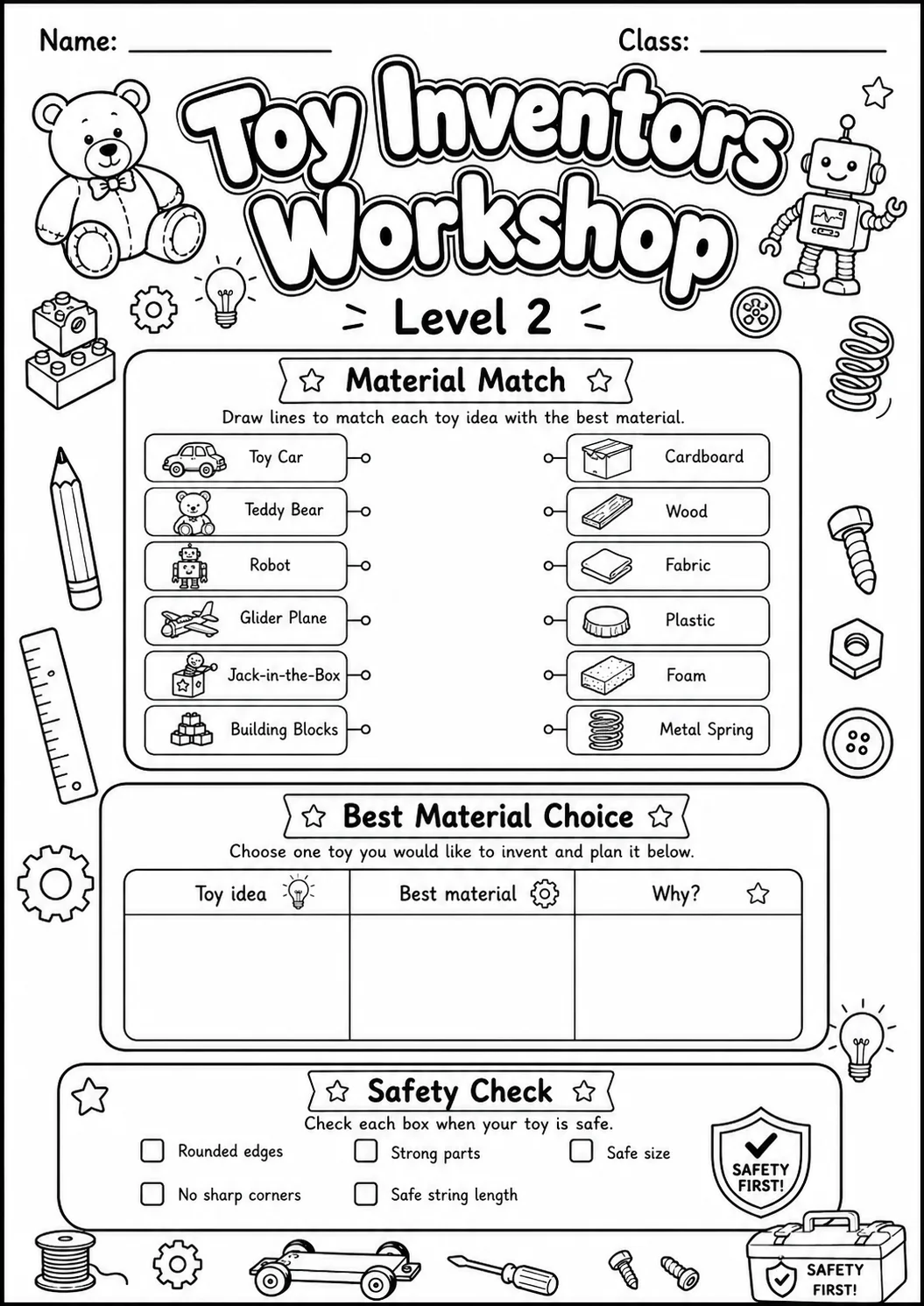 Toy Workshop Design Worksheet Pack page 4 preview