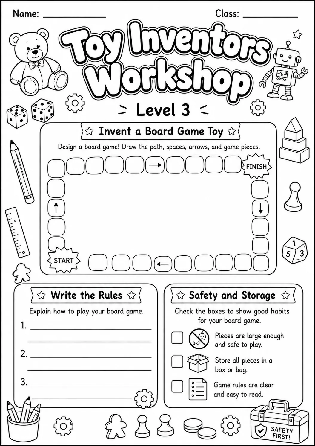 Toy Workshop Design Worksheet Pack page 7 preview