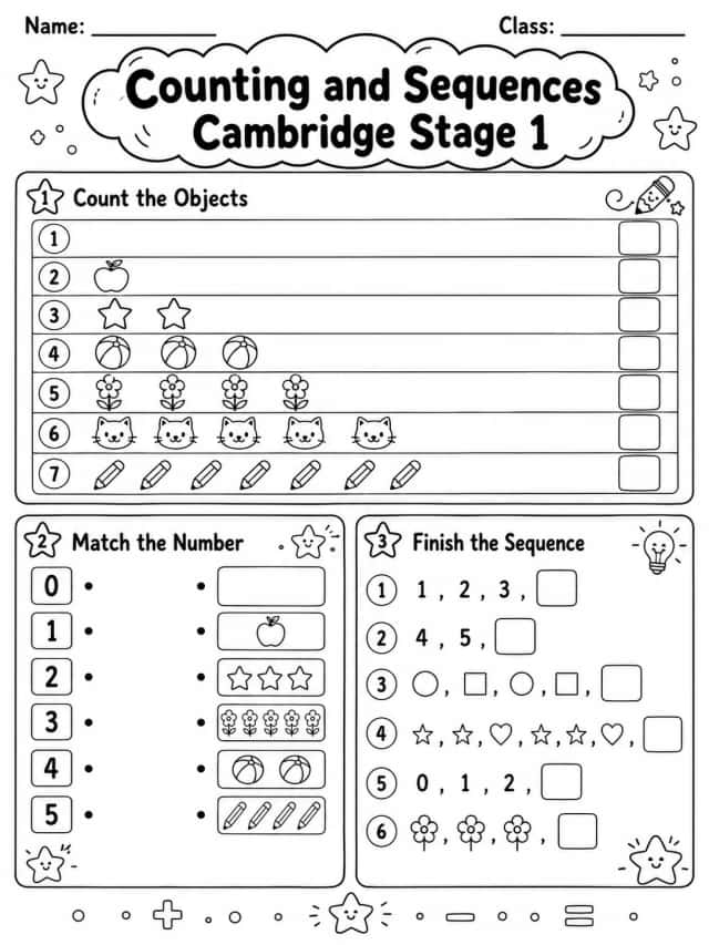 Counting and Sequences Cambridge Stage 1