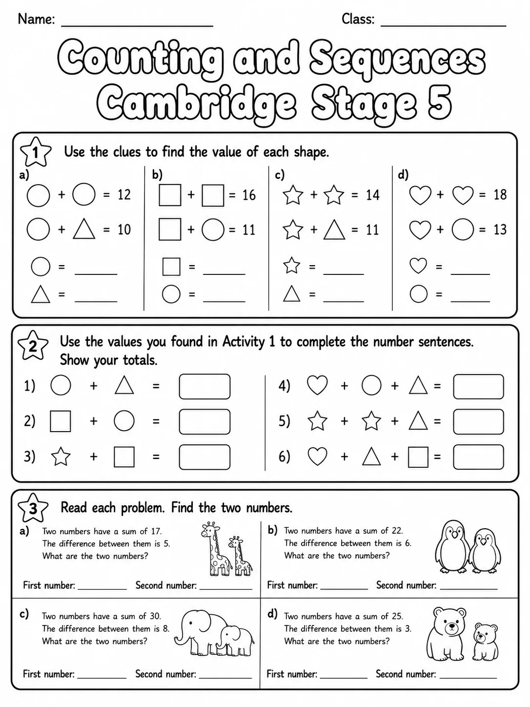 Counting and Sequences Cambridge Stage 5