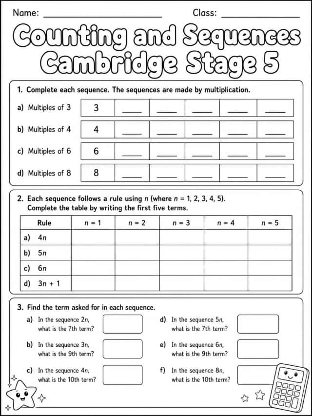 Counting and Sequences Cambridge Stage 5