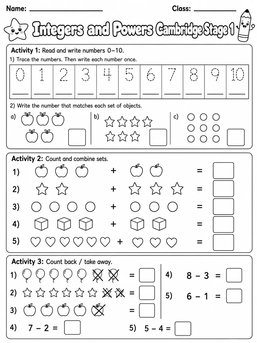 Integers and Powers Cambridge Stage 1
