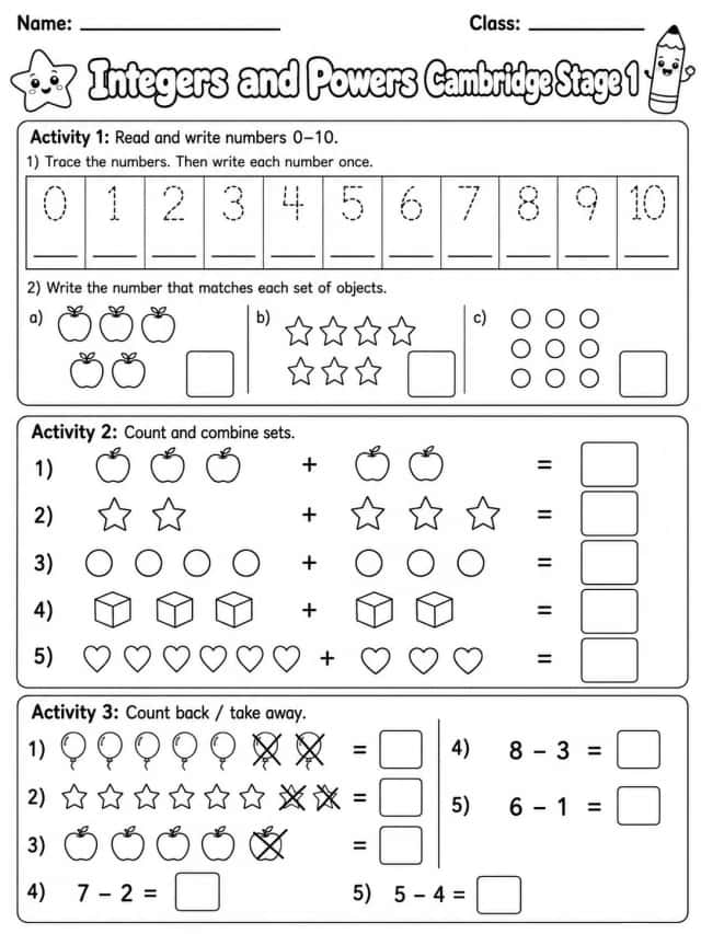 Integers and Powers Cambridge Stage 1