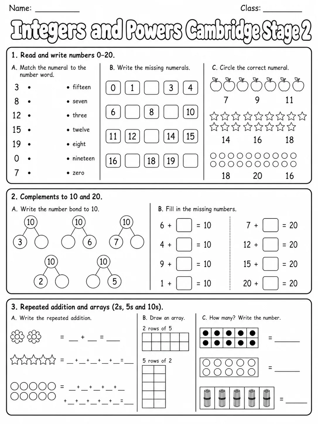 Integers and Powers Cambridge Stage 2
