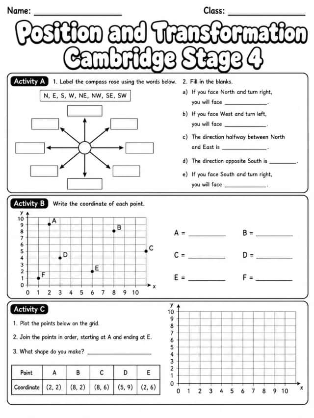 Position and Transformation Cambridge Stage 4
