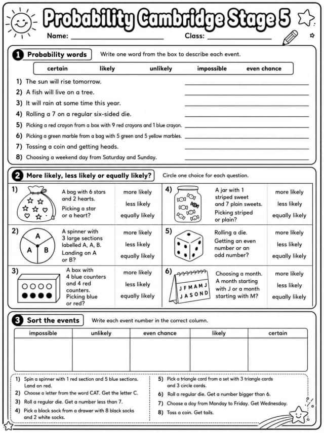 Probability Cambridge Stage 5